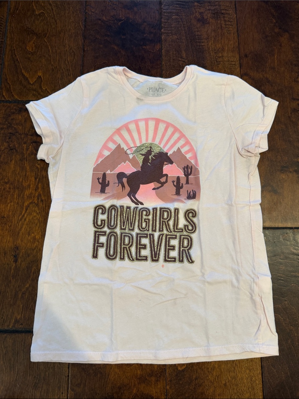 The Children's Place Girls Light Pink Cowgirls Forever Graphic Tee